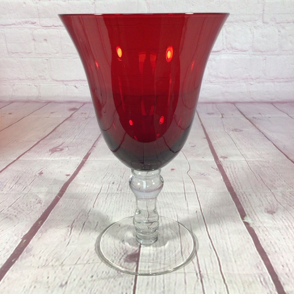 Home Essentials Ruby Red Glass Water Goblets - Set of 4 - Picture 4 of 8
